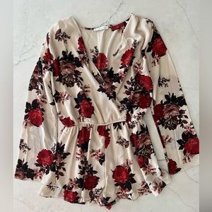 Honey Belle cream and floral romper, size small